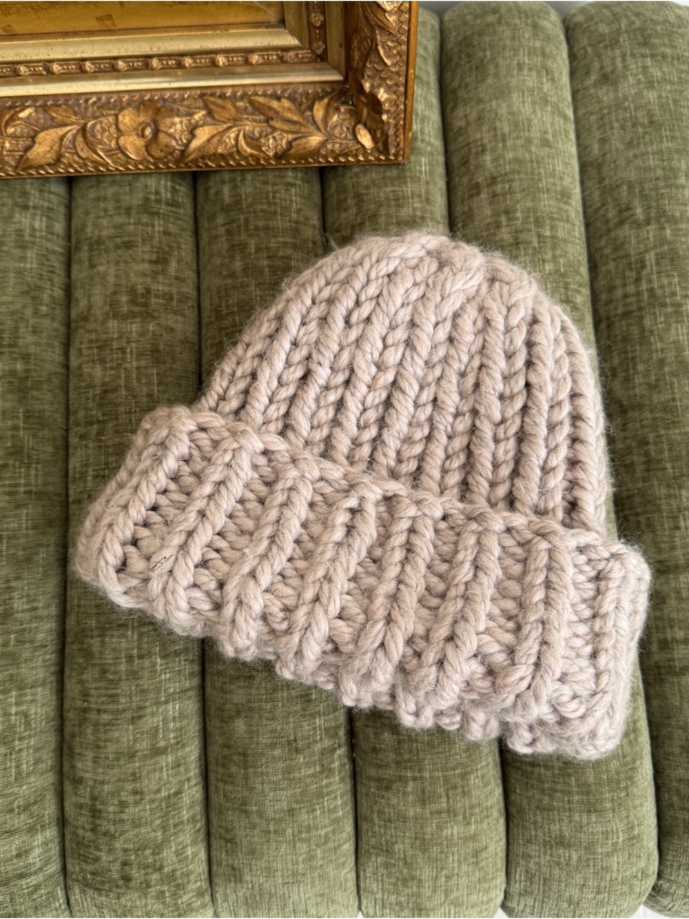 Hand Knit Chunky Wool Beanie Fisherman Toque Neutral Cozy Toque Minimalist